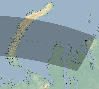 Map of the eclipse path across Russia on 04/03/1791