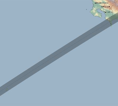 Map of the eclipse path across Costa Rica on 03/22/1792