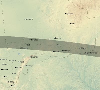 Map of the eclipse path across Mali on 09/16/1792