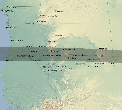 Map of the eclipse path across Mauritania on 09/16/1792