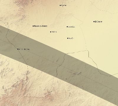 Map of the eclipse path across Sudan on 09/16/1792