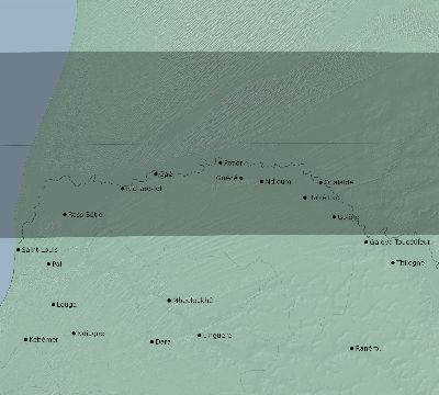 Map of the eclipse path across Senegal on 09/16/1792