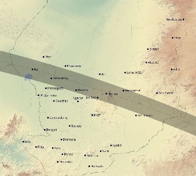 Map of the eclipse path across Chad on 09/16/1792