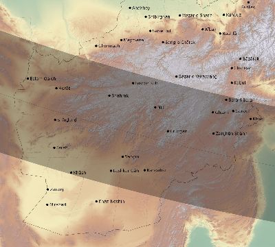 Map of the eclipse path across Afghanistan on 09/05/1793