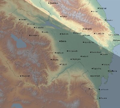 Map of the eclipse path across Azerbaijan on 09/05/1793