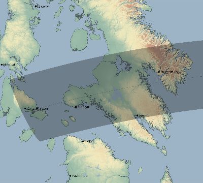 Map of the eclipse path across Canada on 09/05/1793