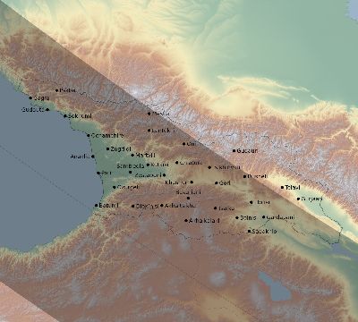 Map of the eclipse path across Georgia on 09/05/1793