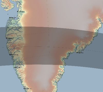 Map of the eclipse path across Greenland on 09/05/1793
