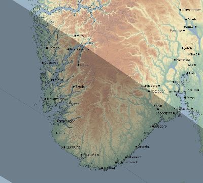 Map of the eclipse path across Norway on 09/05/1793