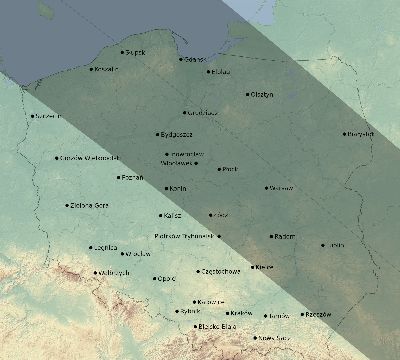 Map of the eclipse path across Poland on 09/05/1793