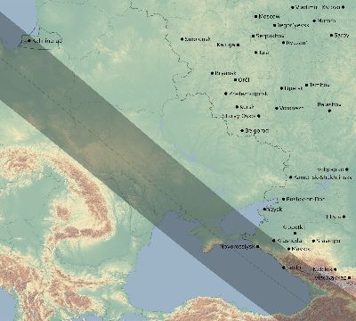 Map of the eclipse path across Russia on 09/05/1793