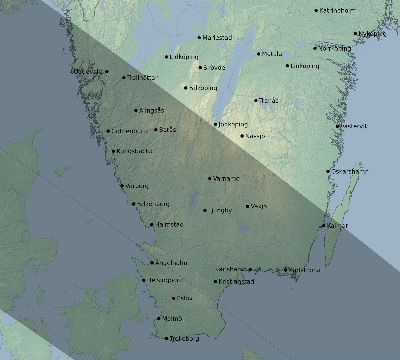 Map of the eclipse path across Sweden on 09/05/1793