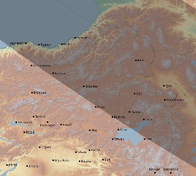 Map of the eclipse path across Turkey on 09/05/1793