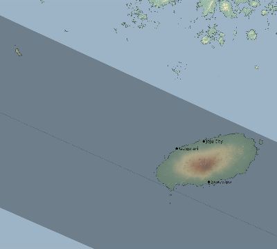 Map of the eclipse path across South Korea on 01/21/1795