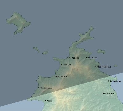 Map of the eclipse path across Mayotte on 07/16/1795