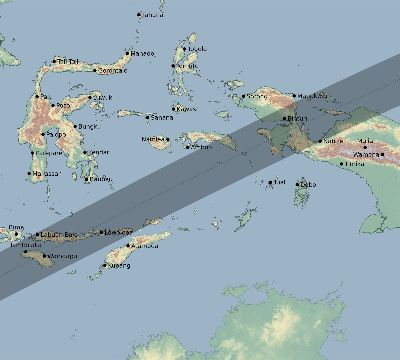 Map of the eclipse path across Indonesia on 01/10/1796