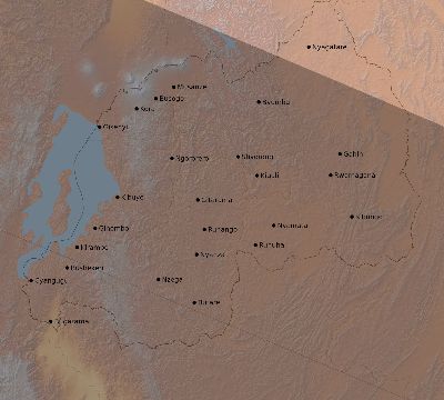 Map of the eclipse path across Rwanda on 01/10/1796