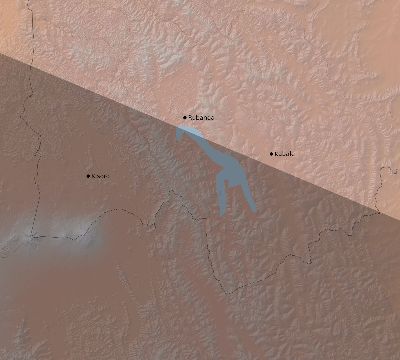 Map of the eclipse path across Uganda on 01/10/1796