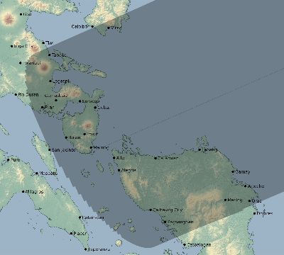 Map of the eclipse path across Philippines on 07/04/1796