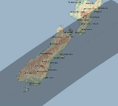 Map of the eclipse path across New Zealand on 12/29/1796