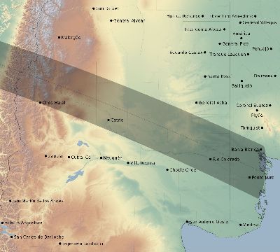 Map of the eclipse path across Argentina on 05/15/1798