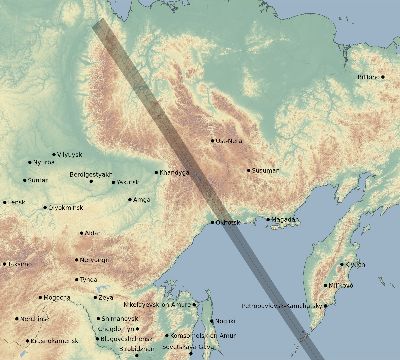 Map of the eclipse path across Russia on 11/08/1798