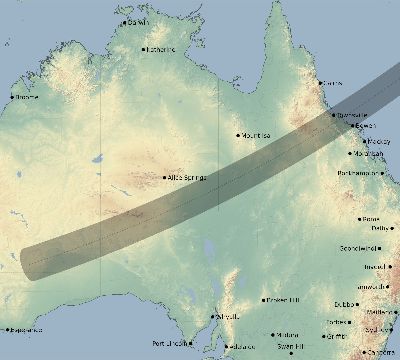 Map of the eclipse path across Australia on 05/05/1799