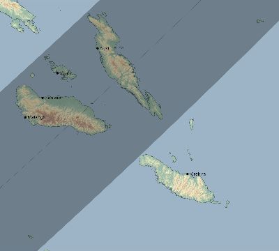 Map of the eclipse path across Solomon Islands on 05/05/1799