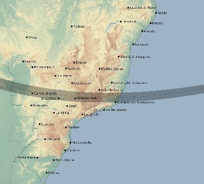 Map of the eclipse path across Brazil on 10/28/1799