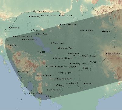 Map of the eclipse path across Cambodia on 04/24/1800