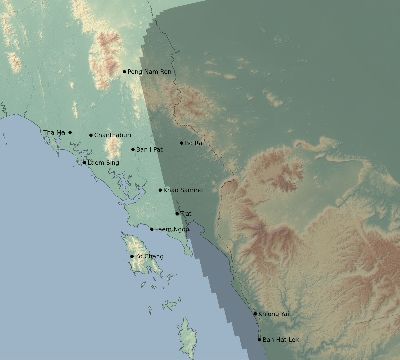 Map of the eclipse path across Thailand on 04/24/1800