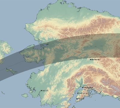 Map of the eclipse path across United States on 04/24/1800