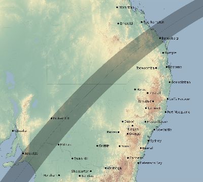 Map of the eclipse path across Australia on 03/04/1802