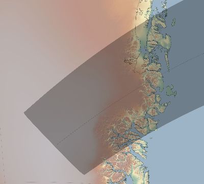 Map of the eclipse path across Greenland on 08/28/1802