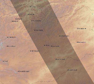 Map of the eclipse path across Mongolia on 08/28/1802