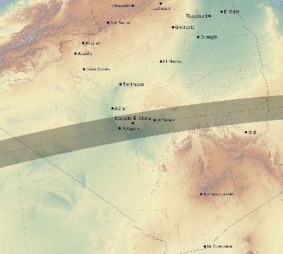 Map of the eclipse path across Algeria on 08/17/1803