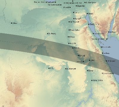 Map of the eclipse path across Egypt on 08/17/1803