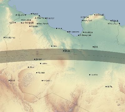 Map of the eclipse path across Libya on 08/17/1803
