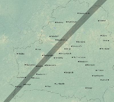Map of the eclipse path across Belarus on 02/11/1804