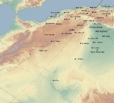 Map of the eclipse path across Algeria on 02/11/1804