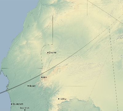 Map of the eclipse path across Mauritania on 02/11/1804