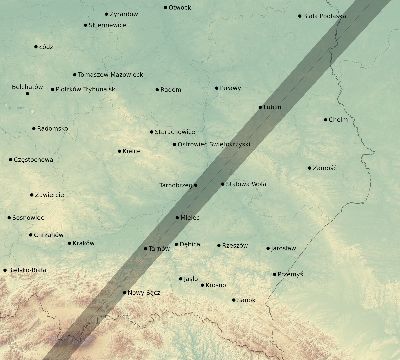 Map of the eclipse path across Poland on 02/11/1804