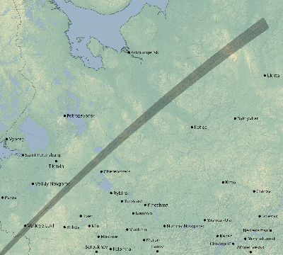 Map of the eclipse path across Russia on 02/11/1804