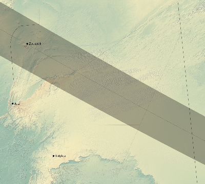 Map of the eclipse path across Mauritania on 06/16/1806