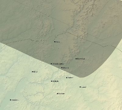 Map of the eclipse path across Nigeria on 06/16/1806