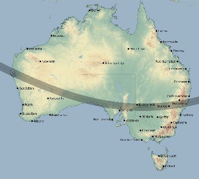Map of the eclipse path across Australia on 12/10/1806