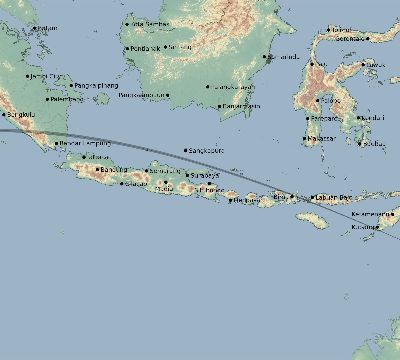 Map of the eclipse path across Indonesia on 06/06/1807