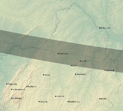 Map of the eclipse path across Benin on 11/29/1807