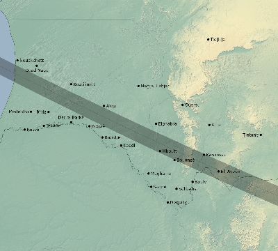 Map of the eclipse path across Mauritania on 11/29/1807