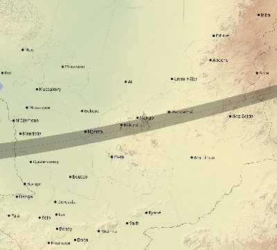 Map of the eclipse path across Chad on 11/29/1807